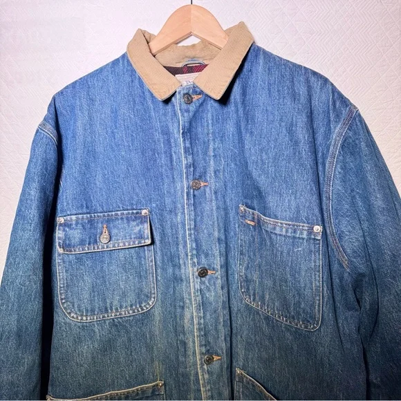 VINTAGE Polo Ralph Lauren authentic Denim Chore Flannel Lined jacket coat L USA! - Picture 4 of 16